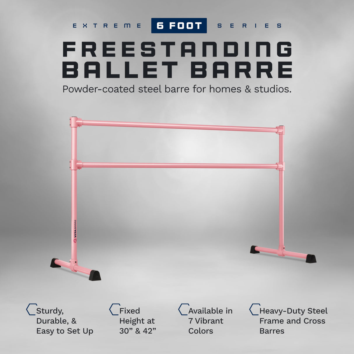 VITA Barre Portable Freestanding Double Ballet Barre, Extreme, Steel | Fixed Height, Made in USA, Home or Gym Exercise Equipment for Kids & Adults | Dance, Fitness, Pilates