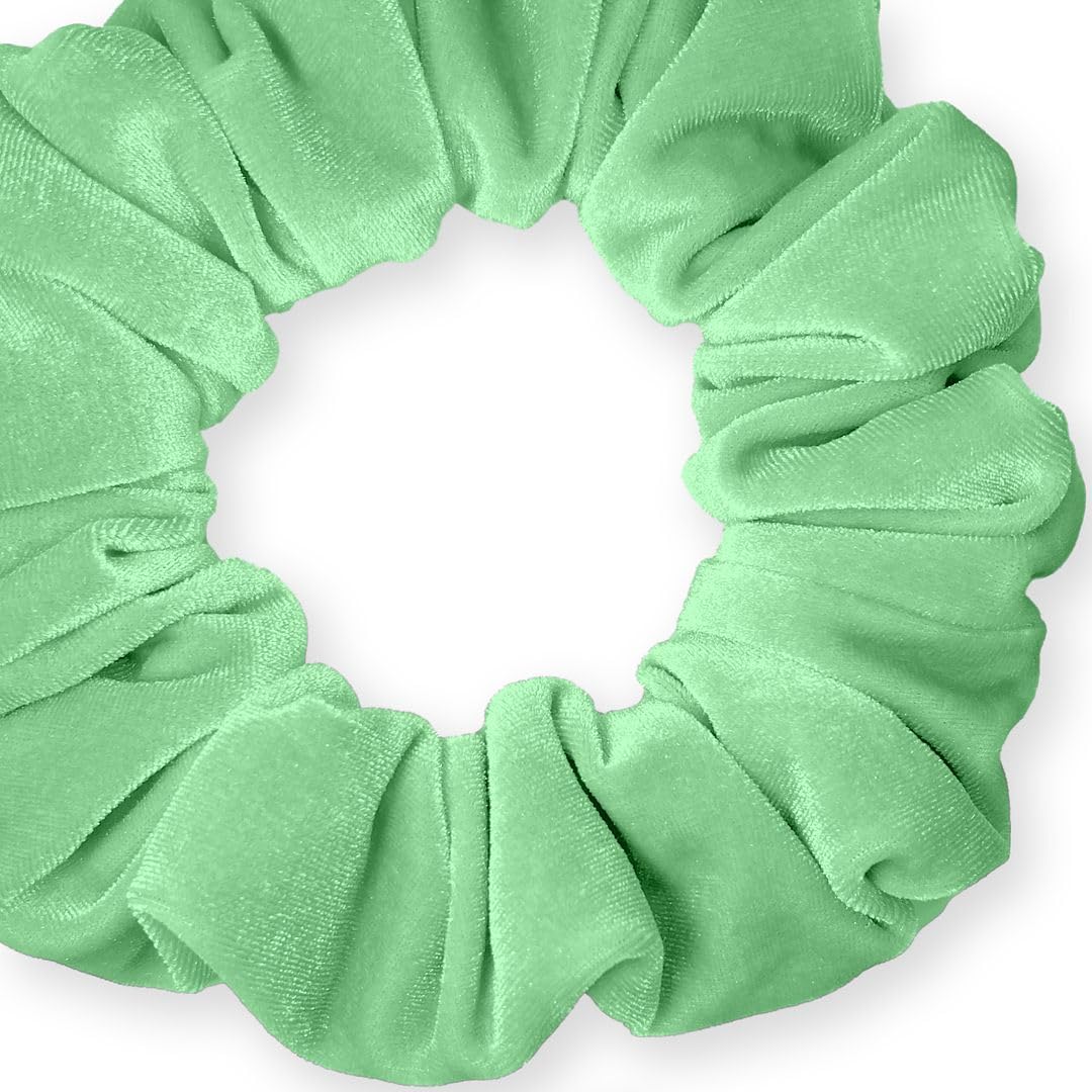 Velvet Scrunchies Jumbo Size Plush Big Ponytail Holders Thick Braided Locked Hair Big Made in the USA Green Pine