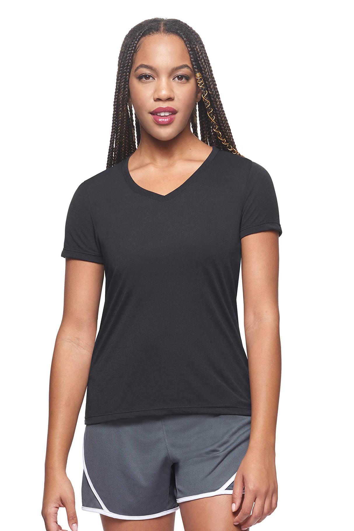 Expert Brand USA-Made Women's Soft Casual Activewear Siro V-Neck T-Shirt