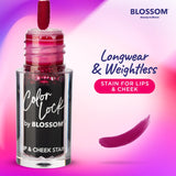Blossom Color Lock Hydrating Longlasting Lip Stain and Tint for Lips & Cheek, Buildable, Non Drying, Smudgeproof + Transfer Proof, Made in USA with Doe Foot Applicator, 0.14 fl oz/4ml, Blooming Rose