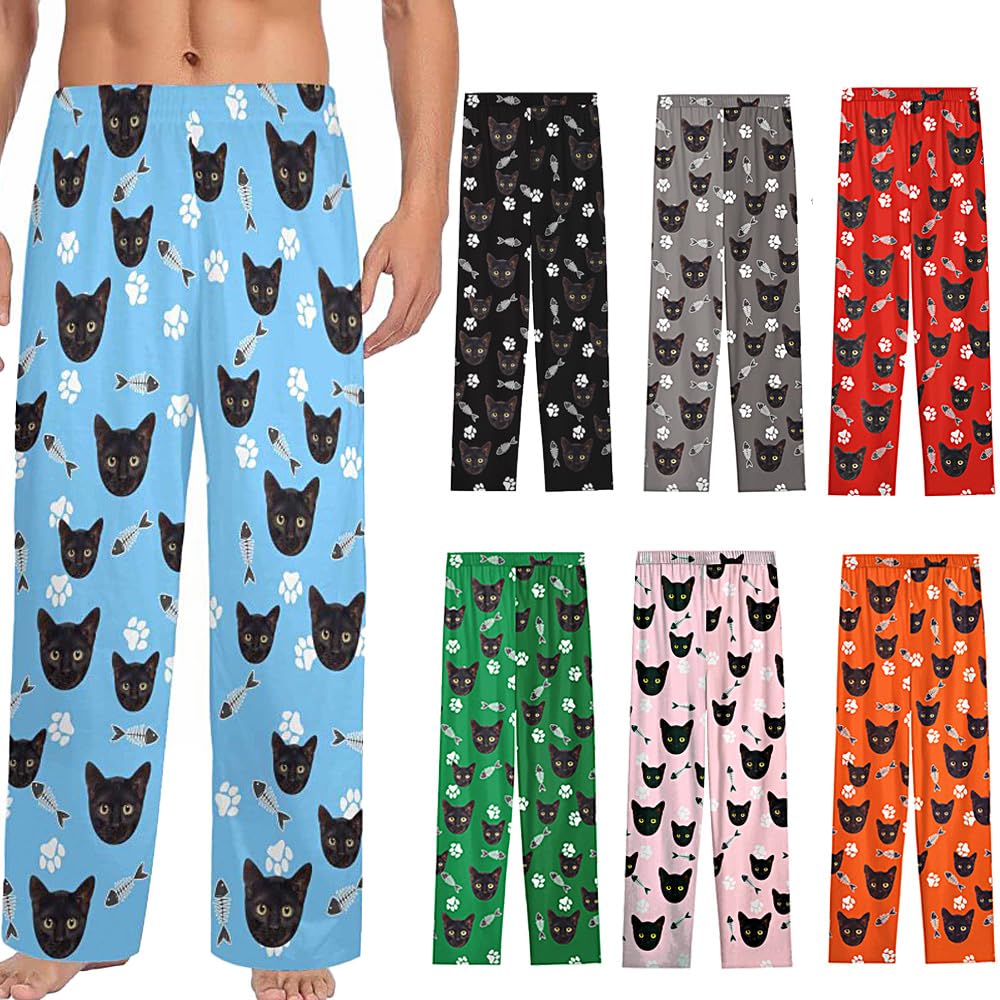 Custom Pajamas Pants with Photo for Men Women:Made in USA Personalized Pajama Trousers,Gifts for Wife Husband