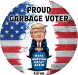 Donald Trump Christmas Ornament - Proud Garbage Voter 2024 Trump Trash Can Flag Republican Funny Christmas Tree Decoration Office Party Gift Swap - Personalized with Name - Made in USA