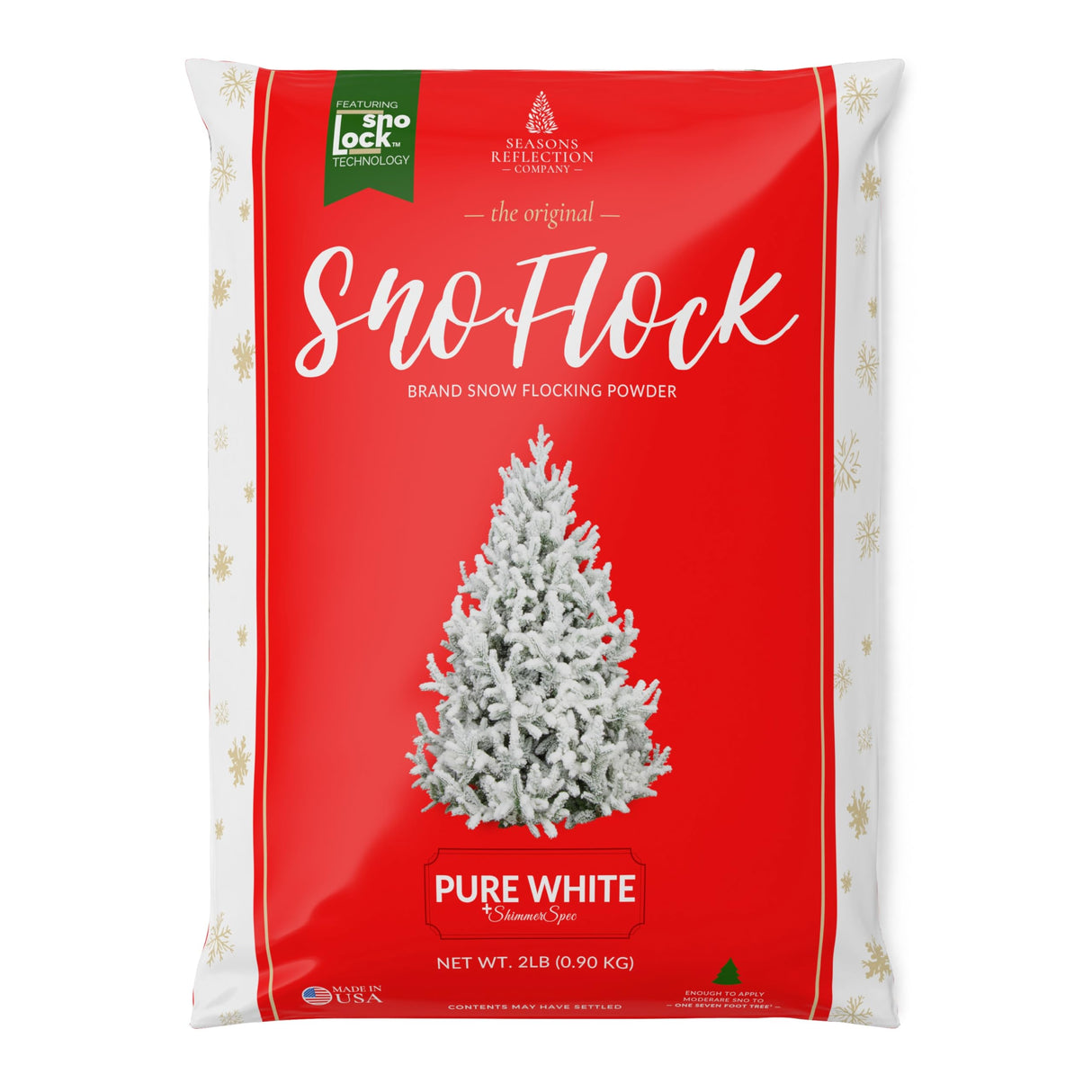 The Original Premium Self-Adhesive Snow Flock Powder with ShimmerSpec - Realistic Instant Snow for Christmas Trees & Decor | Exclusive Formula, Made in USA | 2 Pounds [0.90Kg]