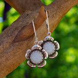 Bottled Up Designs Handmade Bloom Once More Earrings, Recycled Vintage Glass, Sterling Silver, Eco Friendly, Made in USA, Birthday Gifts, Mothers Day, Women, Anniversary (Olive Wine Bottle)