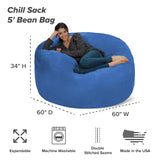 Chill Sack Bean Bag Chair: Giant 5' Memory Foam Furniture Bean Bag - Big Sofa with Soft Micro Fiber Cover - Black