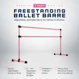 VITA Barre Portable Freestanding Double Ballet Barre, Prodigy, Aluminum | Adjustable Height, USA Made, Home or Gym Exercise Equipment for Kids & Adults | Dance, Fitness, Pilates