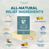 Beef Tallow Soap Bar – All Natural Grass Fed Tallow Soap Unscented – Moisturizing Face & Body Wash Great for Eczema, Dry, Itchy, Sensitive Skin – Handcrafted Bath Soap for Adults, Kids, Made in USA