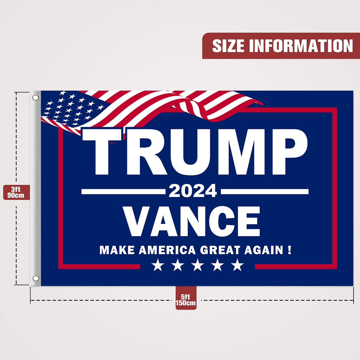 Trump Vance 2024 Flags 3x5 Outdoor made in usa Double Sided 3 Ply Heavy Duty Trump 2024 Flags Banner for Outside with 2 Brass Grommets UV protection Fade Resistant for Indoor Outdoor Decorations