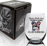 I'm a Trump Girl 15 OZ Stemless Wine Glass Maga Merch Trump Novelty Wine Glass for Wife, Wine Glass Gift for Mother from Daugther, Gift for Wine Lover