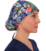 Sparkling EARTH Riley Medical Scrub Caps with Flat Front and Roomy Back - Adjustable Cord Lock Closure - Made in The USA!