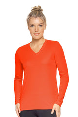 Expert Brand USA-Made Women's Drimax Dry Fit V Neck Athletic Long Sleeve