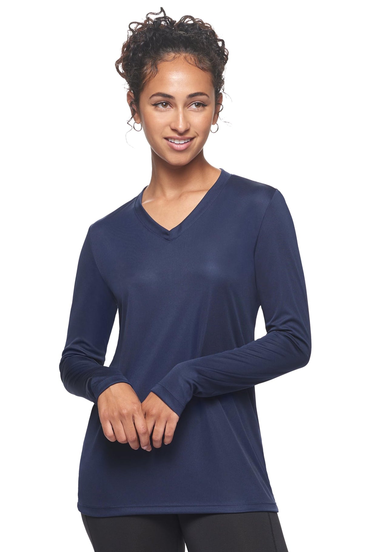 Expert Brand USA-Made Women's Drimax Dry Fit V Neck Athletic Long Sleeve