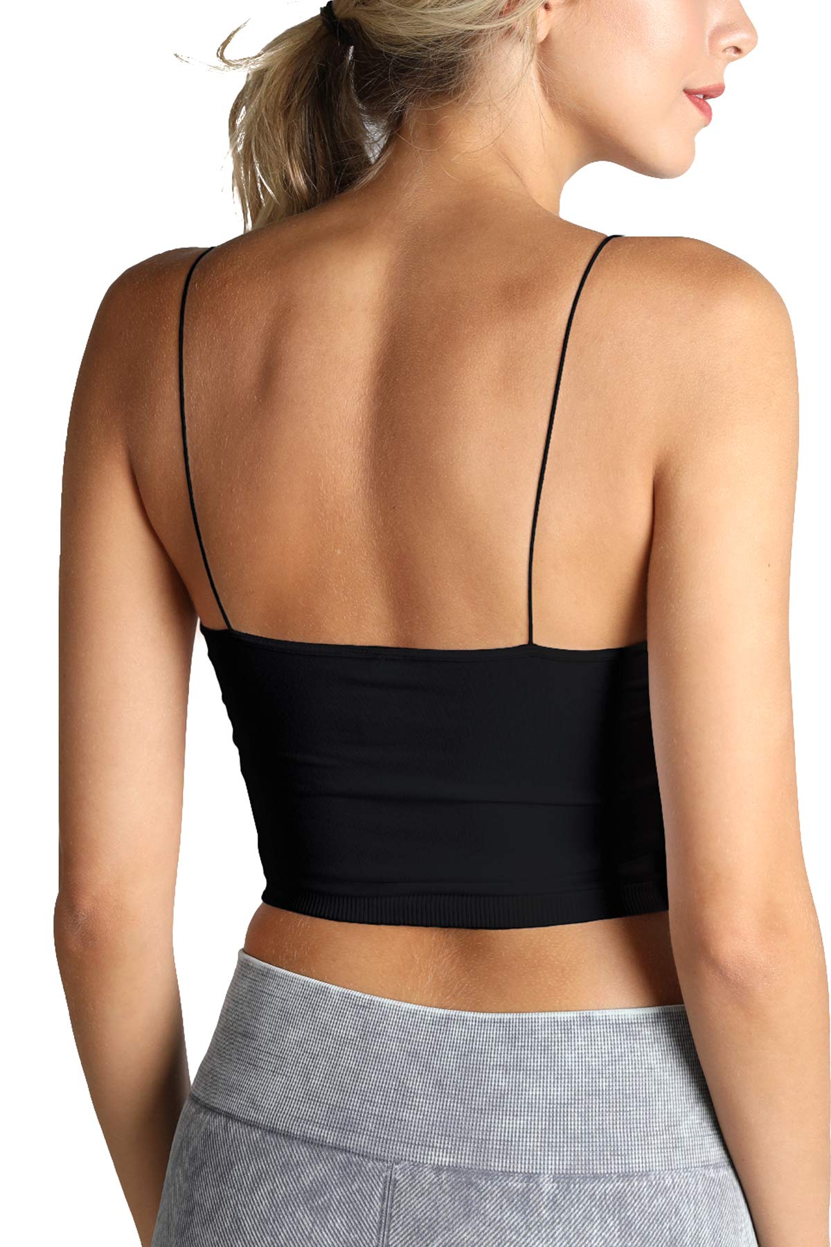 NIKIBIKI Women Seamless Spaghetti Strap Crop Top Cami, Made in U.S.A, One Size