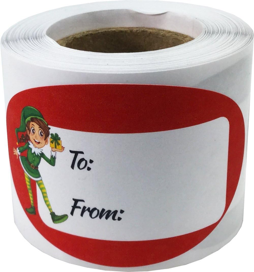 Elf Presents Gifts Tags Christmas Holiday to from Labels 1 1/2 x 2 1/2 Inch 100 Total Stickers