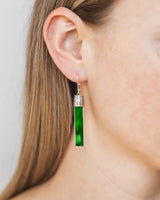 Recycled Antique Bottle and Dishware and Sterling Silver Bottoms Up Lever Back Earrings (Vintage Mason Jar)
