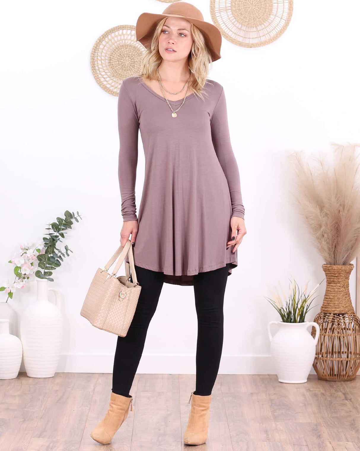 Popana Womens Long Sleeve Tunic Tops to Wear with Leggings - Long Tunic Shirts for Women Loose Fit Dressy Plus Size Casual