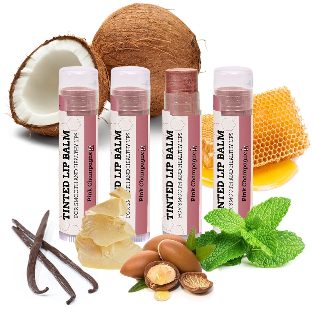 USDA Organic Lip Balm 6-Pack by Earth's Daughter Stocking Stuffers - Fruit Flavors, Beeswax, Coconut Oil, Vitamin E - Best Lip Repair Chapstick for Dry Cracked Lips - Moisturizing Lip Care