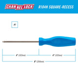 CHANNELLOCK R030H #0 x 3-inch Professional Square Recess Screwdriver, Magnetic Tip, Made in USA, Molded Tri-Lobe Grip