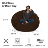 Chill Sack Bean Bag Chair: Giant 5' Memory Foam Furniture Bean Bag - Big Sofa with Soft Micro Fiber Cover - Black