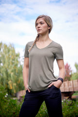 Expert Brand USA-Made Women's Soft Casual Activewear Siro V-Neck T-Shirt