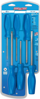 CHANNELLOCK SD-6H 6 Piece Professional Screwdriver Set, Magnetic Tip, Made in USA, Molded Tri-Lobe Grip