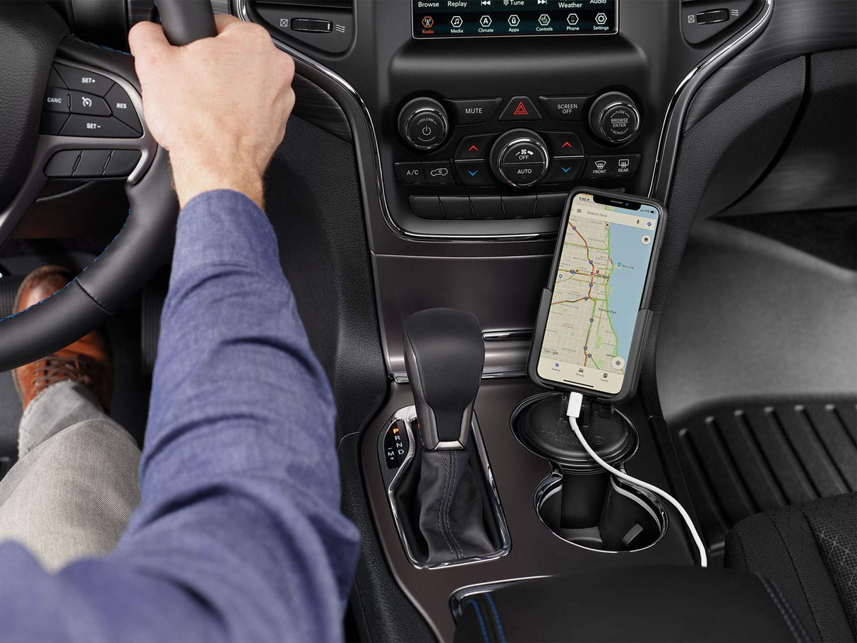WeatherTech CupFone – Adjustable, Universal Cup Holder Phone Mount Accessory for Car – Compatible with iPhone & Other Smartphones – Open Access Design for Cell Phone Charging