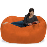 Chill Sack Bean Bag Chair: Huge 6' Memory Foam Furniture Bag and Large Lounger - Big Sofa with Soft Micro Fiber Cover - Red Furry