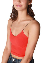 NIKIBIKI Women Seamless Spaghetti Strap Crop Top Cami, Made in U.S.A, One Size