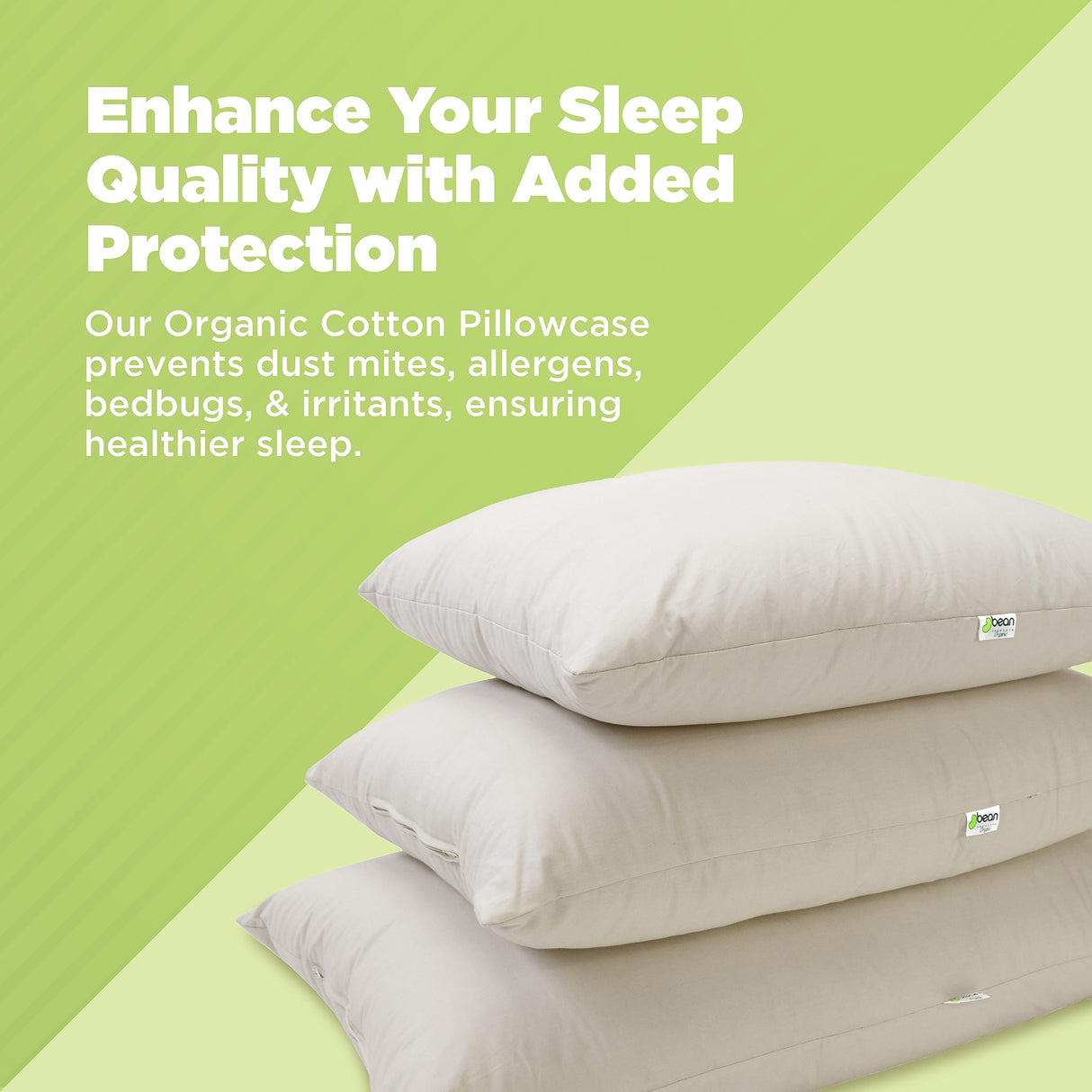 Bean Products Millet Pillow for Sleeping - Pillow Case Protector is 100% Organic Cotton Waterproof & Breathable - Fully Zipped Enclosure for Pillow Protection - Made in USA - Queen