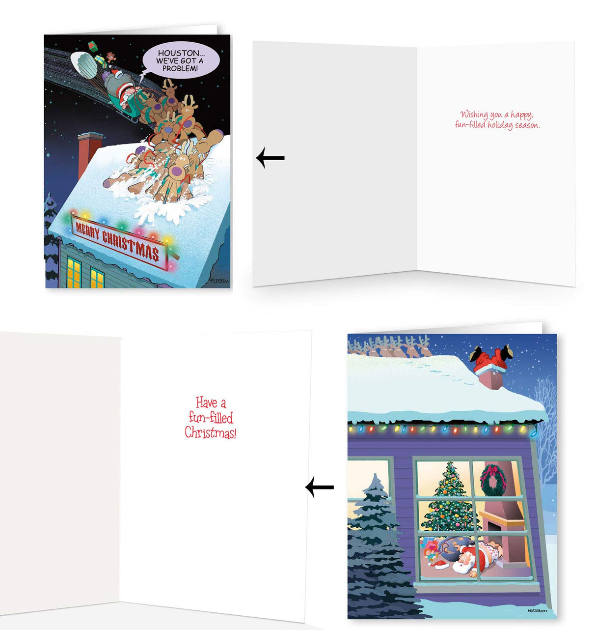 Stonehouse Collection | Variety Pack of Funny Christmas Cards | Box Set of 24 Funny Holiday Cards | 8 Designs Bulk Assorted Cards | USA Made