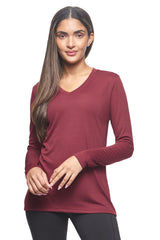 Expert Brand USA-Made Women's Drimax Dry Fit V Neck Athletic Long Sleeve