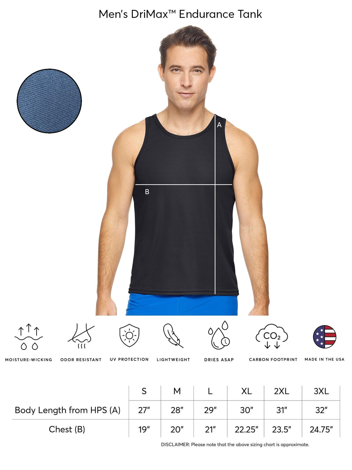 Expert Brand USA-Made Men's Drimax Active Sleeveless Muscle Shirt for Training Gym Hiking Workout