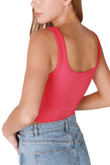 NIKIBIKI Women Seamless Chevron Ribbed Crop Top, Made in U.S.A, One Size