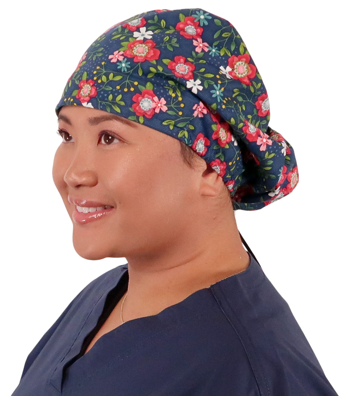 Sparkling EARTH Riley Medical Scrub Caps with Flat Front and Roomy Back - Adjustable Cord Lock Closure - Made in The USA!
