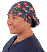 Sparkling EARTH Riley Medical Scrub Caps with Flat Front and Roomy Back - Adjustable Cord Lock Closure - Made in The USA!