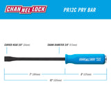 CHANNELLOCK 5/8 x 7-inch Professional Pry Bar, 12-inch Overall Length, Made in USA, Molded 4-Sided Textured Grip