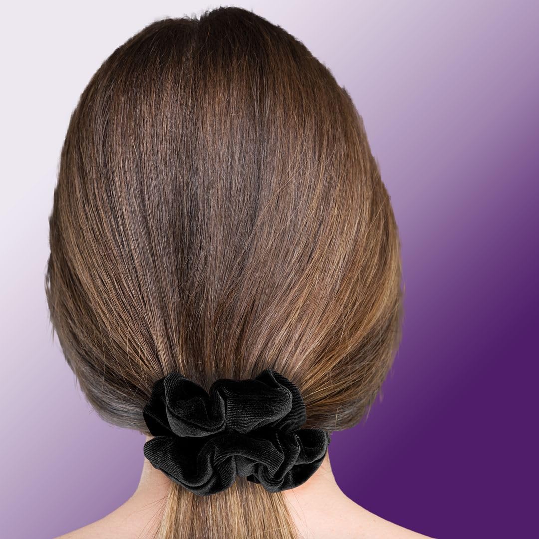 Velvet Scrunchies Premium Plush Soft Ponytail Holder Made in the USA Black
