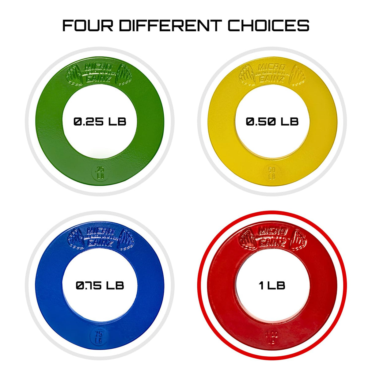 Micro Gainz Multi-Color Calibrated Fractional Weight Plates Set of 2 Pieces, Choose Set (.25LB-1LB), Designed for Olympic Barbell Weights for Strength Training, Made in USA
