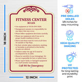 Sigo Signs, Fitness Center Rules Use Equipment at Your Own Risk Décor Sign, Green Light, 12x18 Inches, ACM, Fade Resistant, Made in USA