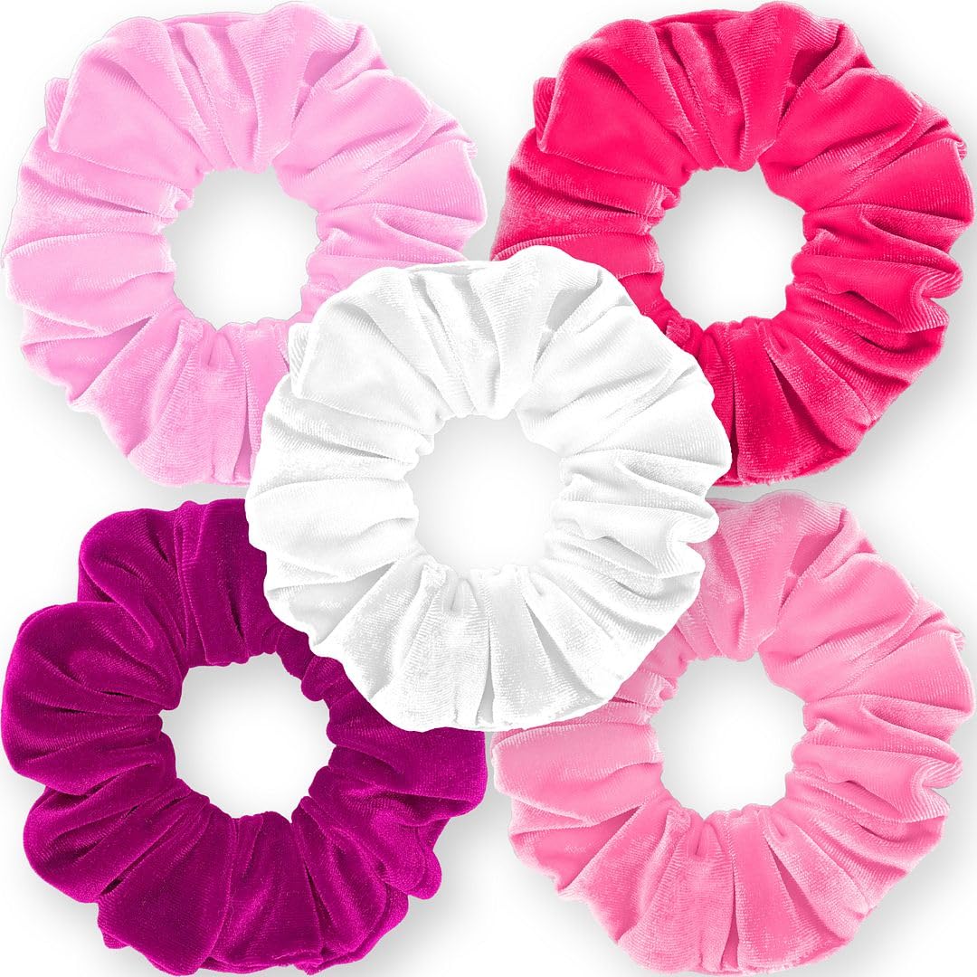 Velvet Scrunchies 5-Pack Gift Set Mini Size Premium Plush Soft Ponytail Holder Made in the USA Pine Teal Blue Aqua Jade Teal Green