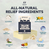 Beef Tallow Soap Bar – All Natural Grass Fed Tallow Soap Vanilla – Moisturizing Face & Body Wash Great for Eczema, Dry, Itchy, Sensitive Skin – Handcrafted Bath Soap for Adults, Kids, Made in USA