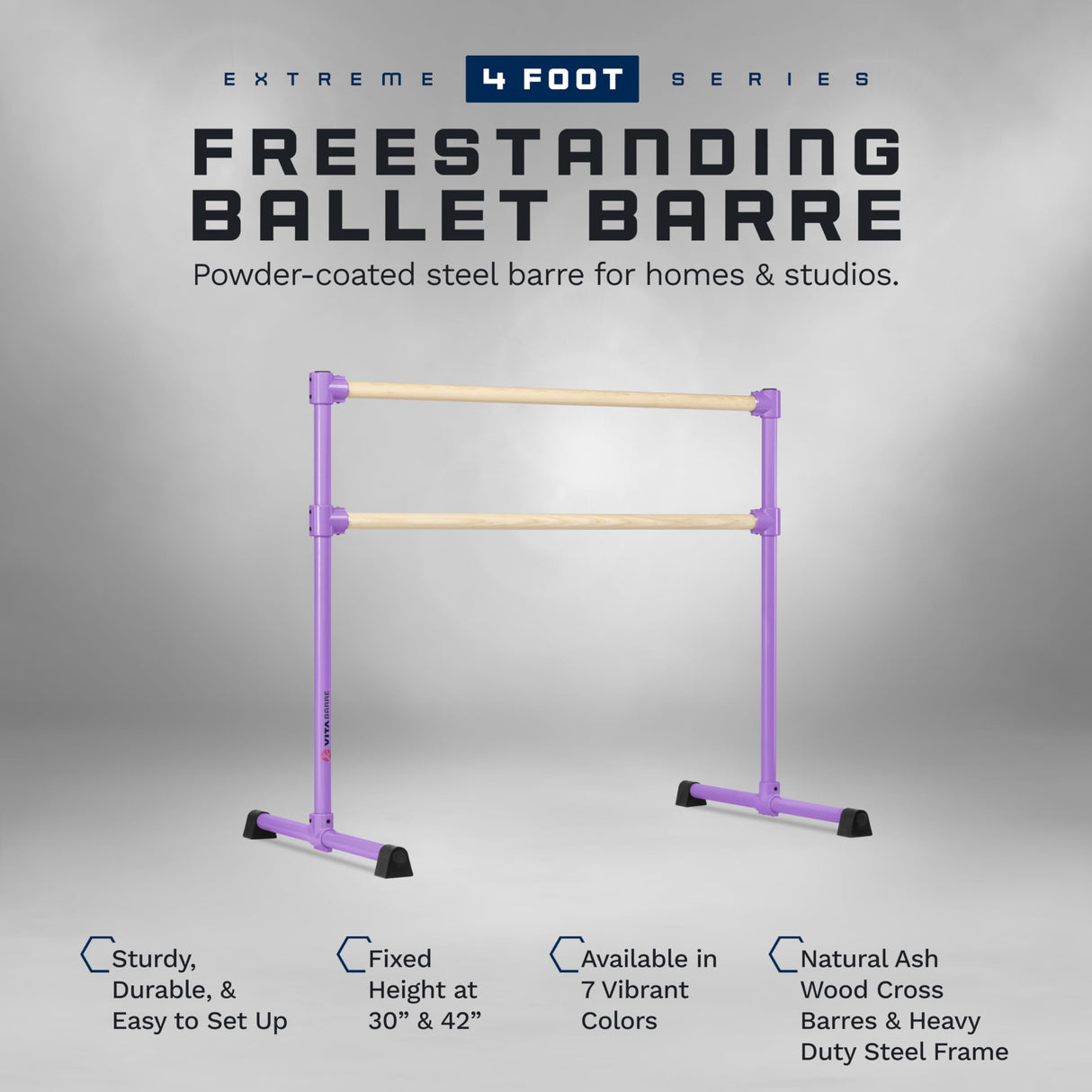 VITA Barre Portable Freestanding Double Ballet Barre, Extreme, Wood | Fixed Height, Made in USA, Home or Gym Exercise Equipment for Kids & Adults | Dance, Fitness, Pilates