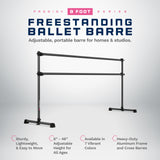 VITA Barre Portable Freestanding Double Ballet Barre, Prodigy, Aluminum | Adjustable Height, USA Made, Home or Gym Exercise Equipment for Kids & Adults | Dance, Fitness, Pilates