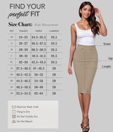 Hybrid & Company Womens Pencil Skirt Premium Nylon Ponte Stretch Office Made in The USA Below Knee