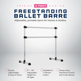 VITA Barre Portable Freestanding Double Ballet Barre, Prodigy, Aluminum | Adjustable Height, USA Made, Home or Gym Exercise Equipment for Kids & Adults | Dance, Fitness, Pilates