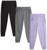 Sweet Hearts Girls' Sweatpants - 3 Pack Performance Jogger Pants with Pockets - High Waisted Jogger Sweatpants: Made in USA