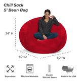 Chill Sack Bean Bag Chair: Giant 5' Memory Foam Furniture Bean Bag - Big Sofa with Soft Micro Fiber Cover - Black