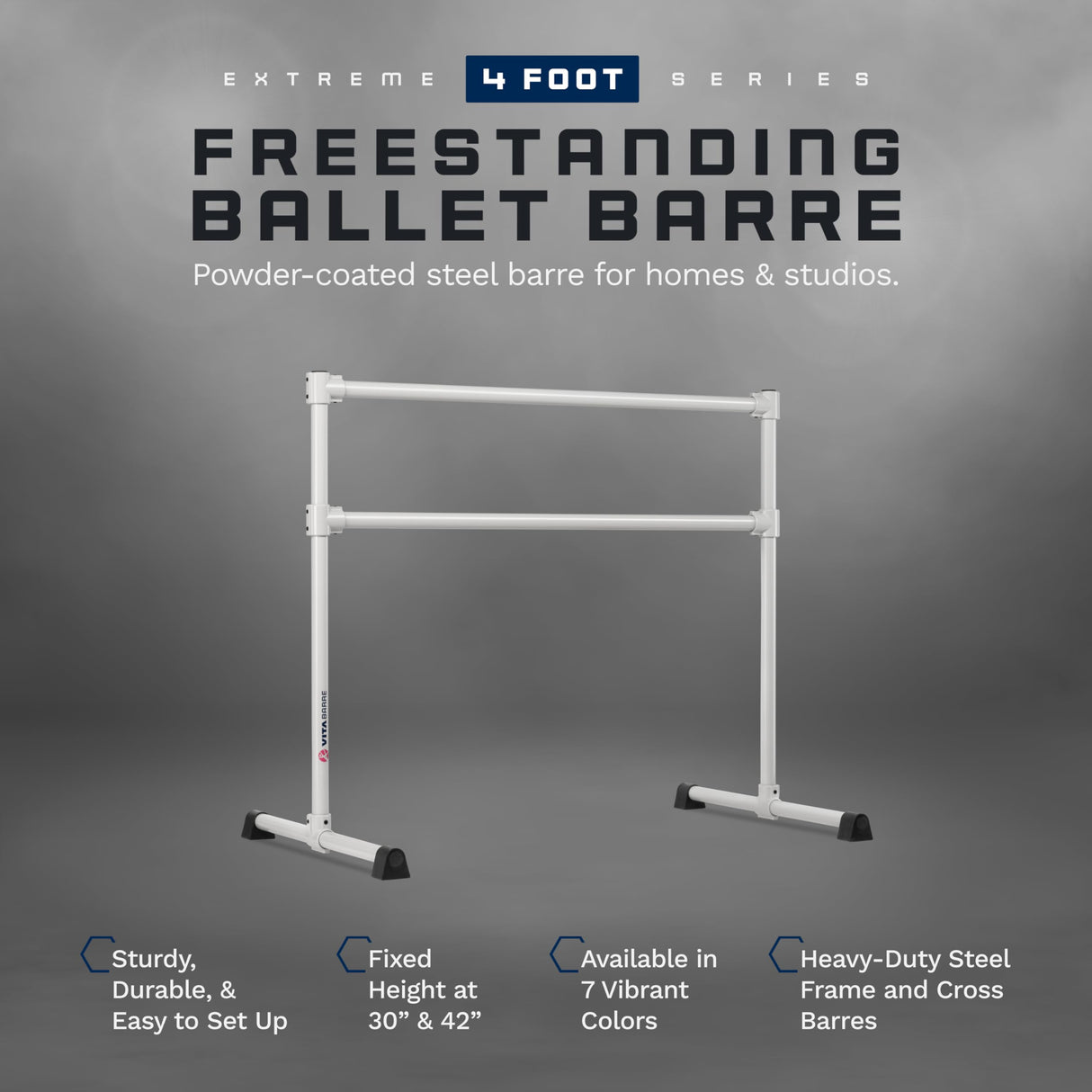 VITA Barre Portable Freestanding Double Ballet Barre, Extreme, Steel | Fixed Height, Made in USA, Home or Gym Exercise Equipment for Kids & Adults | Dance, Fitness, Pilates