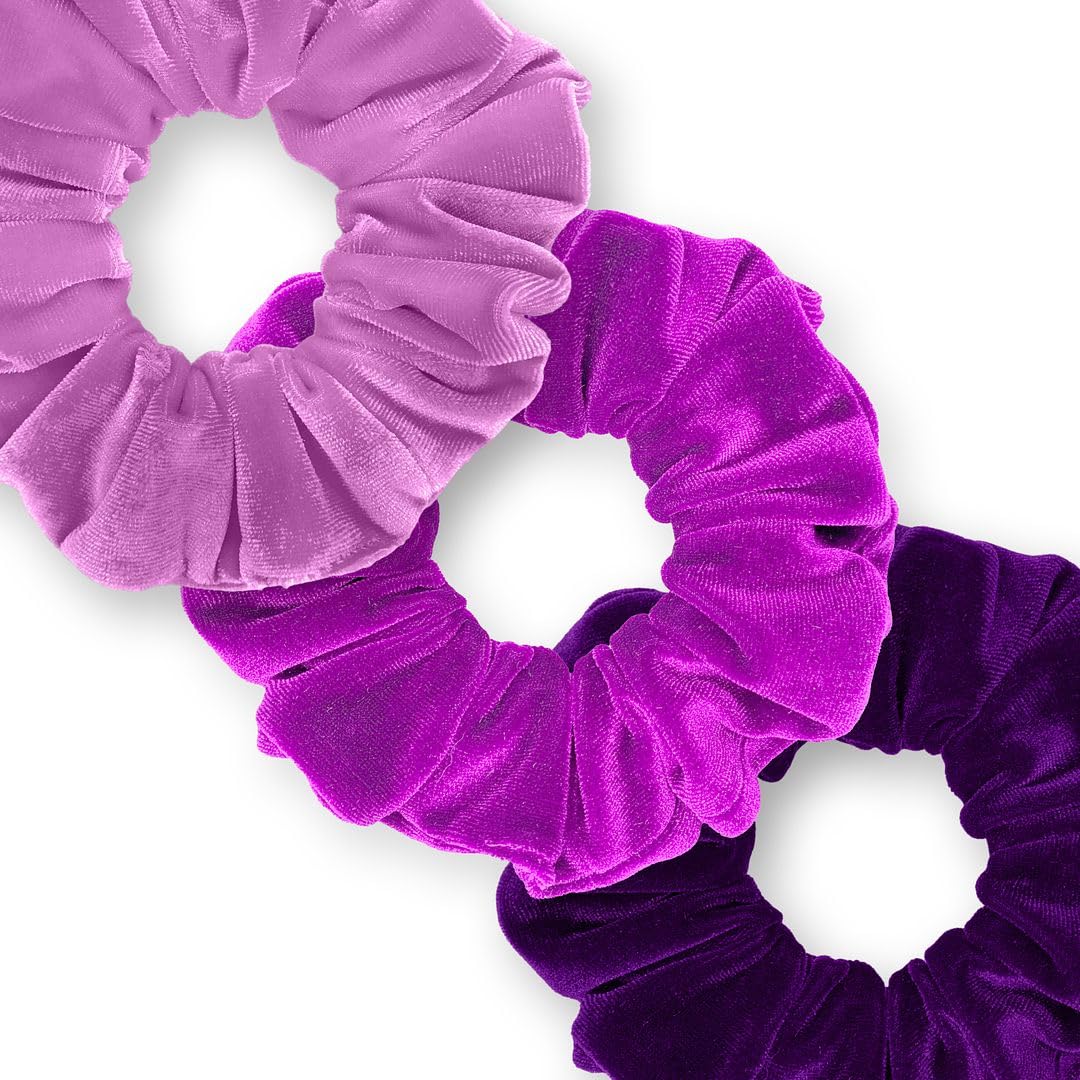 Velvet Scrunchies 3-Pack Gift Set Premium Plush Ponytail Holder Made in the USA Burgundy Forest Black