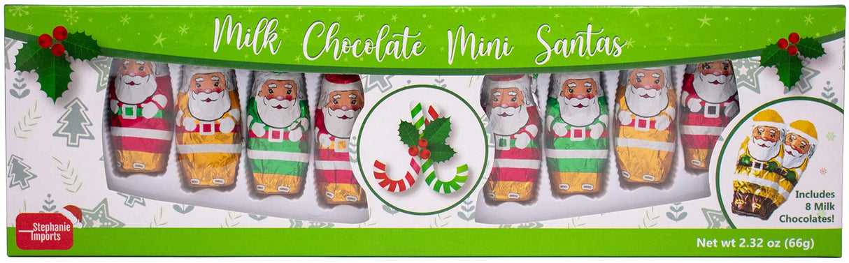 Made in USA Christmas Mini 2" Milk Chocolate Santas Individually Wrapped in Foil 1 lb (6 Pack - Gift Ready)